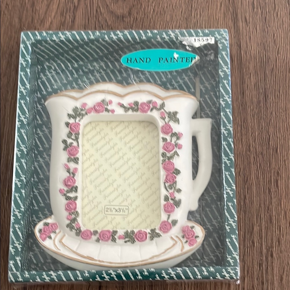 Vintage Porcelain Hand Painted  Style Picture Tea Cup Picture Frame